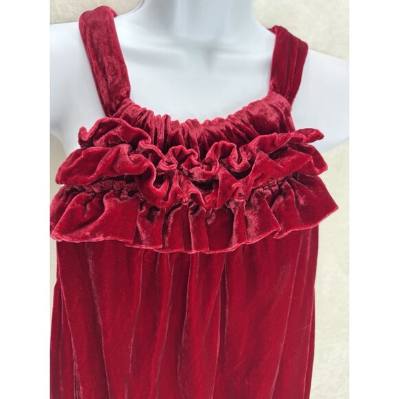 Sundance Women's Raspberry Velvet Ruffle Tank Top Size Large - Picture 4 of 11